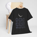 Moonlit Waves Unisex Heavy Cotton Tee - Relaxed Fit Graphic T-Shirt for Beach Lovers