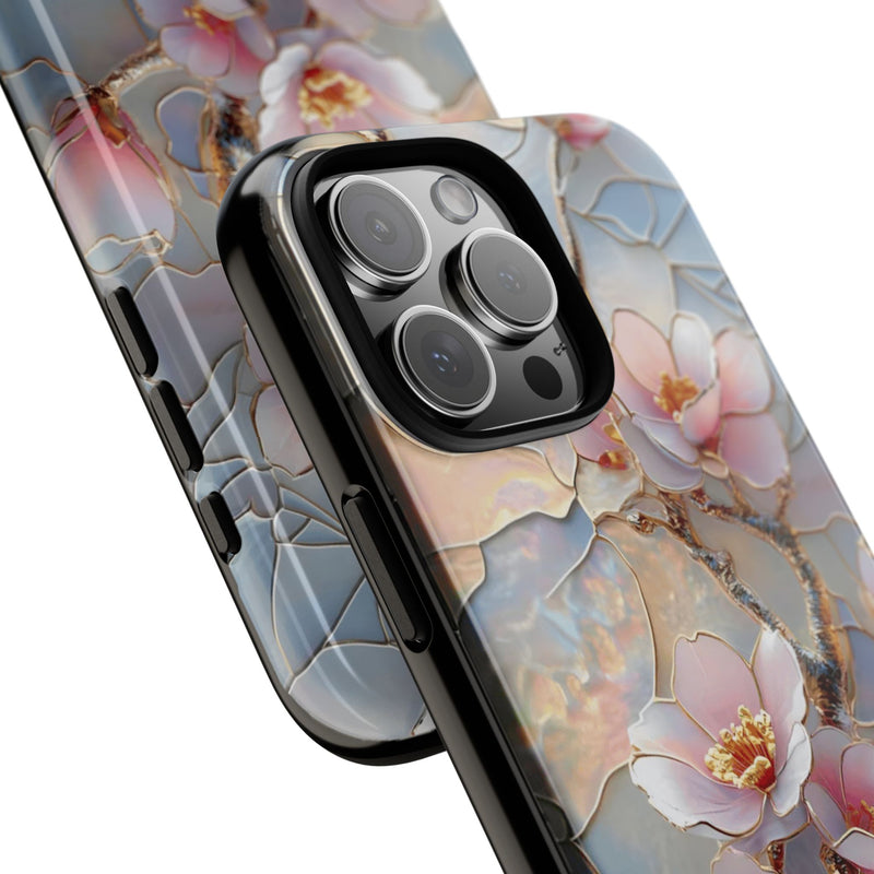 Delicate Cherry Blossom Floral Stained Glass Design Phone Case For iPhone Samsung Galaxy Google Pixel, Aesthetic Phone Case, Gifts For Her