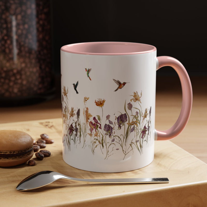 Hummingbird Coffee Mug, Hummingbird Mug, Mug Hummingbird, Cute Hummingbird Cup, Bird Coffee Mug, Bird Lover Gift, Pressed Flowers Cup