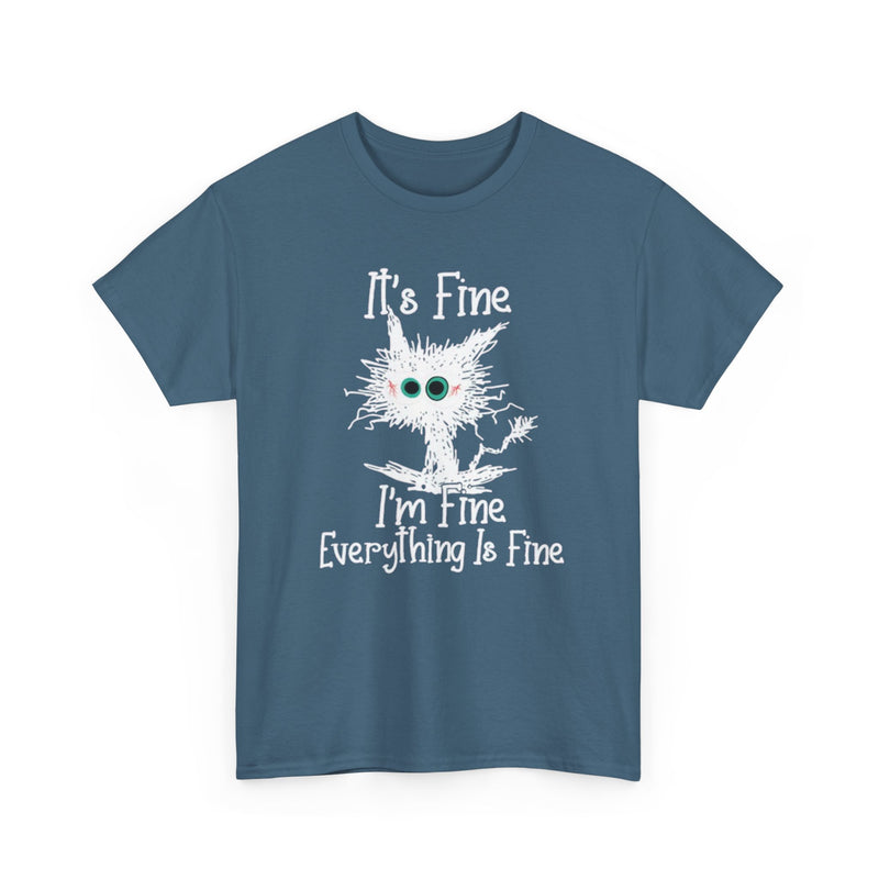 It's Fine I'm Fine Everything Is Fine Shirt, Cute Black Cat Tee, Sarcasm T-Shirt, Everything Is Fine, Funny Cat Tee, Funny Gift Cat Lover