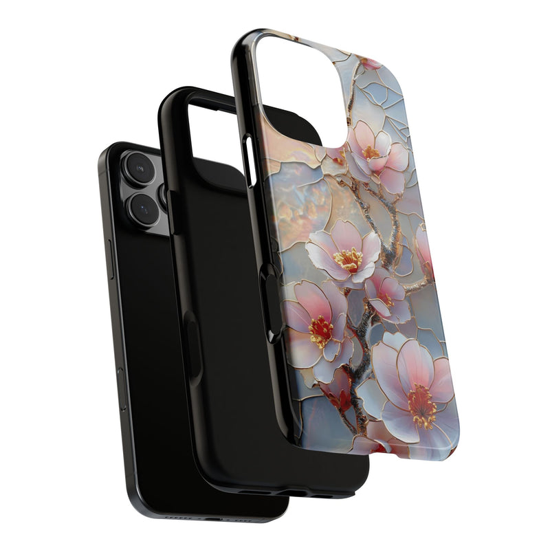 Delicate Cherry Blossom Floral Stained Glass Design Phone Case For iPhone Samsung Galaxy Google Pixel, Aesthetic Phone Case, Gifts For Her