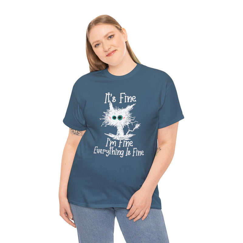 It's Fine I'm Fine Everything Is Fine Shirt, Cute Black Cat Tee, Sarcasm T-Shirt, Everything Is Fine, Funny Cat Tee, Funny Gift Cat Lover