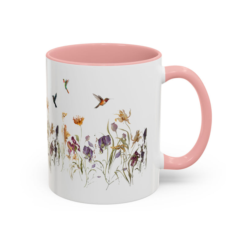 Hummingbird Coffee Mug, Hummingbird Mug, Mug Hummingbird, Cute Hummingbird Cup, Bird Coffee Mug, Bird Lover Gift, Pressed Flowers Cup
